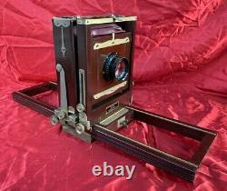 Vintage Wood Eastman 5x7 Voir La Caméra N ° 2-d Avec Trépied & Case