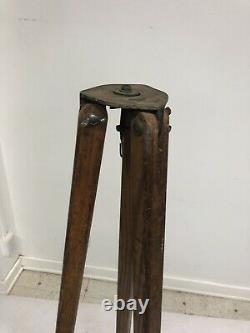 Vintage Wood Tripod Décor Rustique Transit Light Stand Survey Industrial Wooden Us