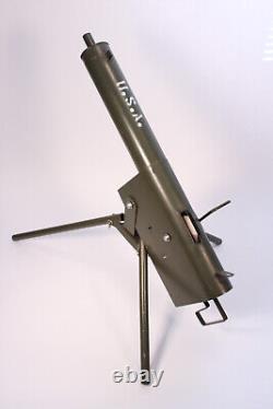 Vtg 1950s Tru-Matic Fusil-jouet avec balles en bois trépied en acier pressé fonctionne