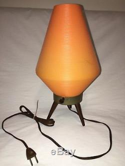 Vtg 60 S 70 S Orange En Plastique Trépied Lampe De Ruche Rétro MID Century Modern Lighting