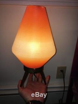 Vtg 60 S 70 S Orange En Plastique Trépied Lampe De Ruche Rétro MID Century Modern Lighting