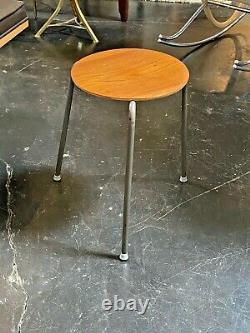 Vtg MID Century Danois Modern Teak Wood Trépied Dot Stool Side Table Fritz Hansen